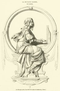 Den heliga musiken, basrelief av statyn av Beethoven, i Bonn (gravyr) av French School