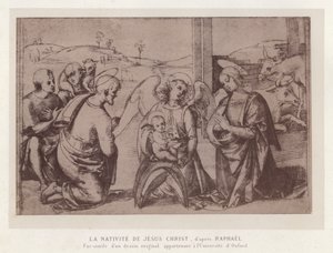 Jesu Kristi födelse, efter Raphael, faksimil av en originalteckning som tillhör University of Oxford (chromolitho) av French School