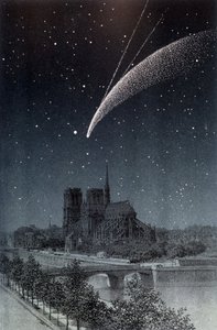 La comet de Donati, sett i Paris 1858-10-04 - i "" Le Ciel"" av Amédée Guillemin, Hachette, Paris av French School
