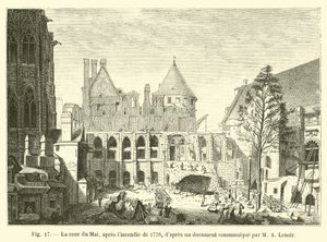 Cour du Mai, efter branden 1776, enligt ett dokument som kommunicerats av M A Lenoir av French School