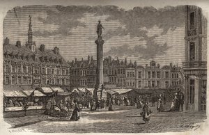Grand Place i Lille - gravyr i "Histoire de France" av Victor Duruy (1811-1894) - 1882 av French School