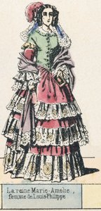Drottning Marie-Amelie, fru till Louis-Philippe (färgad gravyr) av French School