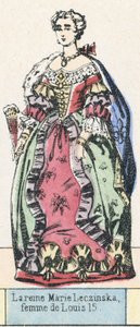 Drottning Marie Leczinska, hustru till Ludvig 15 (färgad gravyr) av French School