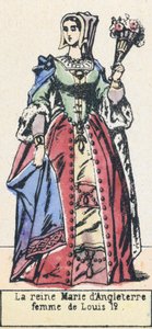 Queen Mary av England, fru till Ludvig 12 (färgad gravyr) av French School