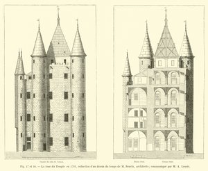 Tempeltornet 1793, reduktion av en ritning från tiden för M Bourla, arkitekt; meddelas av M A Lenoir av French School