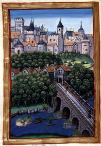 La ville de Lyon - i "" Roman de Palamus, berättelse om lejon"" av Simphorian-Champier av French School