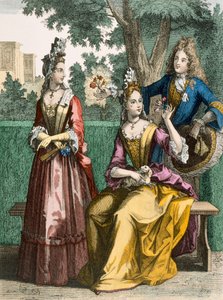 Högtidsdagsklänningar för kvinnor, 1690 av French School