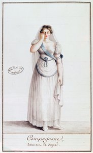 Lady Freemason ger ett tecken, 1805 (wcolour) av French School
