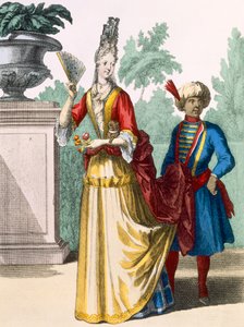 Dam i sommarklänning, ca 1690-1700 av French School