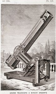 Stort silverspegelteleskop (Léon Foucault-systemet), ekvatorialt monterat för Marseille-observatoriet - i "" Le Ciel" av Amédée Guillemin, Hachette, Paris av French School