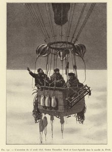 Uppstigningen den 15 april 1875, Gaston Tissandier, Sivel och Croce-Spinelli i Zenith-korgen (gravyr) av French School