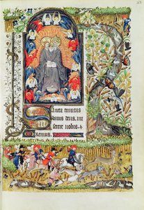 Lat 1156 B f.163 november; hjortjakt, från Marguerite dOrleans timmar, 1426-38 av French School
