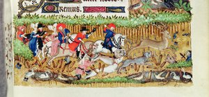 Lat 1156 B f.163 november; hjortjakt, från Marguerite dOrleans timmar, 1426-38 av French School