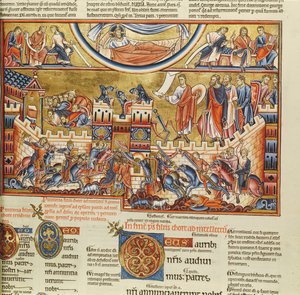 Lat 8846 f.76, Belägring av en stad, från Hebraica Romana Gallica av French School