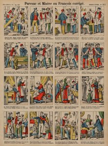 Laja och elände, eller Francois korrigerad (färgad gravyr) av French School