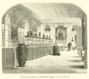 Medaljkabinettet, vid Imperial Library (gravyr) av French School