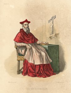 Le Cardinal Dubellay (färgad gravyr) av French School