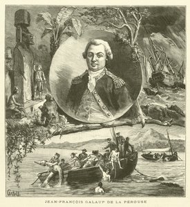 Hundraårsminnet av La Perouse (gravyr) av French School