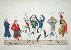 Le Congres, pub. 1814 (handfärgad gravyr) av French School