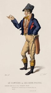 Berättaren eller de två inläggen, akt III, scen XIII (färgad gravyr) av French School