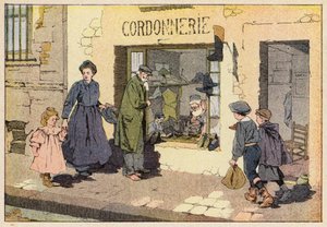 Le Cordonnier, Skomakaren (lito i färg) av French School