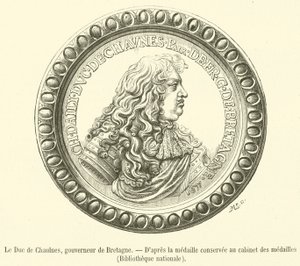 Hertigen av Chaulnes, guvernör i Bretagne (gravyr) av French School