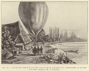 Jean Bart, tyngd av sandsäckar, tillbringade natten den 9 november 1870 i Heurteauville, på stranden av Seine av French School