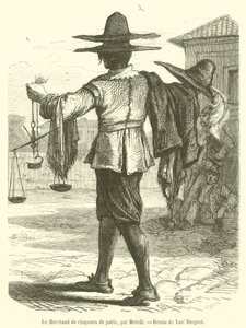 The Straw Hat Merchant (gravyr) av French School