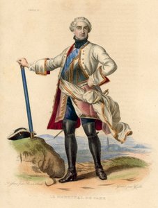 Le Marechal de Saxe (färgad gravyr) av French School