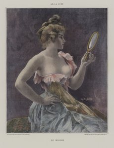 Le Miroir (The Mirror) (färg litho) av French School