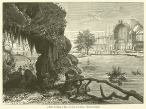 Palais du Champ de Mars, utsikt tagen från grottan (gravyr) av French School