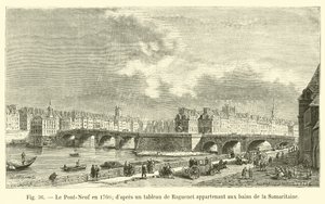 Pont-Neuf 1760, efter en målning av Raguenet som tillhör Samaritaine-baden av French School
