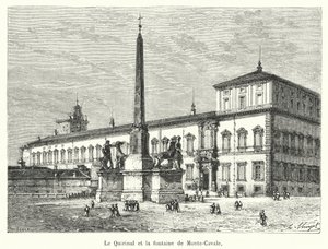 Quirinalen och fontänen Monte-Cavale (gravyr) av French School