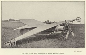 The REP, monoplan av Robert Esnault-Pelterie (gravyr) av French School