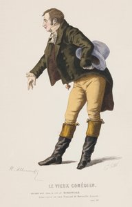 Den gamla komikern, scen XIII (färgad gravyr) av French School