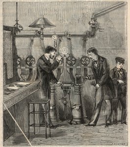 Det pneumatiska postkontoret i Paris - Pneumatisk post eller pneumatisk post i Paris - Gravyr i "" Sciences mise à la range de tous - physics et chimie populaires"" av Alexis Clerc - Slutet av 1800-talet - Privat samling av French School
