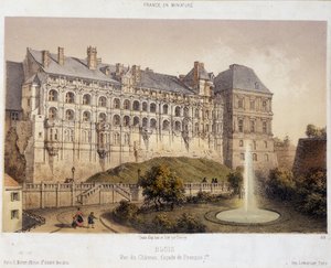 Slottet i Blois - litografi av French School