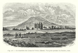 Crons de Vertus-kyrkogården, Marne, Vy tagen under utgrävningarna av French School