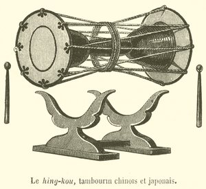 Hing-kou, kinesisk och japansk tamburin (gravyr) av French School
