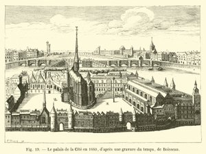 Stadens palats 1660, från en gravyr från tiden, av Boisseau av French School