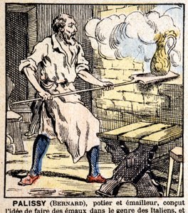 Keramikeremaljeren Bernard Palissy - bilder från Epinal, ed. Pellerin av French School