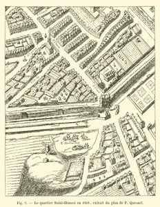 Saint-Honore-distriktet 1608, utdrag ur planen för F Quesnel av French School