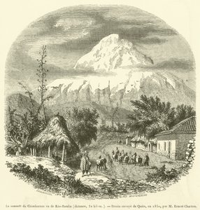 Toppen av Chimborazo sett från Rio-Bamba, avstånd, 32 kilometer (gravyr) av French School