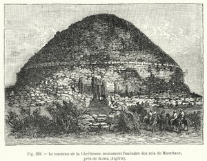Chretienne-graven, begravningsmonument av kungarna av Mauritane, nära Kolea, Algeriet (gravyr) av French School