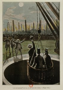 Leaving for the Moon, from From the Earth to the Moon av Jules Verne (1828-1905) publicerad 1865 av French School