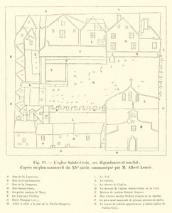 Sainte-Croix-kyrkan, dess uthus och dess ö; enligt en manuskriptplan från 1500-talet, meddelad av M Albert Lenoir av French School
