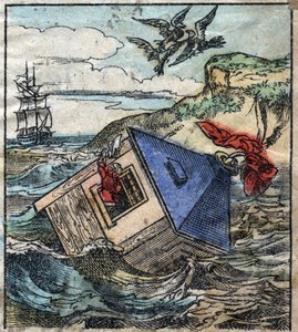 Lemuel Gulliver är i sitt hus i Brobdingnags jättars land. Illustration för "" Gulliver