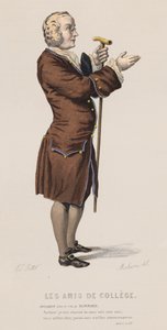 Les Amis De College, Akt I, Sc XV (färgad gravyr) av French School