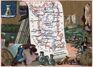 Les Deux Sevres (Deux-Sevres, 79), Poitou Charente (Poitou-Charente), Frankrike. Niorts ängla. Serie om de franska departementen. Kromolitografi (Chromo) "" den geografiska tråden"", ca 1920. Privat samling. av French School
