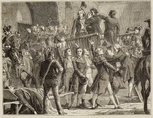 Girondinerna avgår till byggnaden - i ""Histoire de France"" av Henri Martin av French School